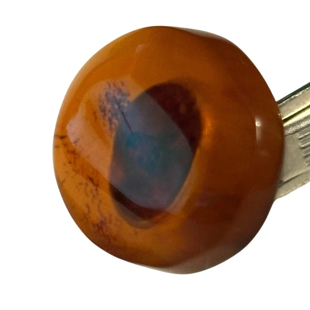 Baltic Amber Cufflinks Signed MET Vintage Unique‎ Nature Oval MCM Translucent